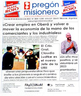 Tapa semanario Pregón Misionero 30/12/2022