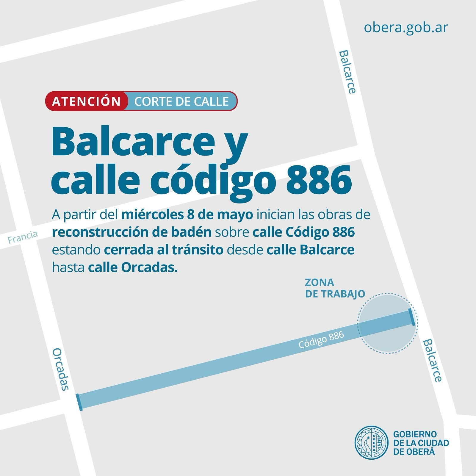 Inicio de Obras de Reconstrucción de Badén en Calle Código 886 ...