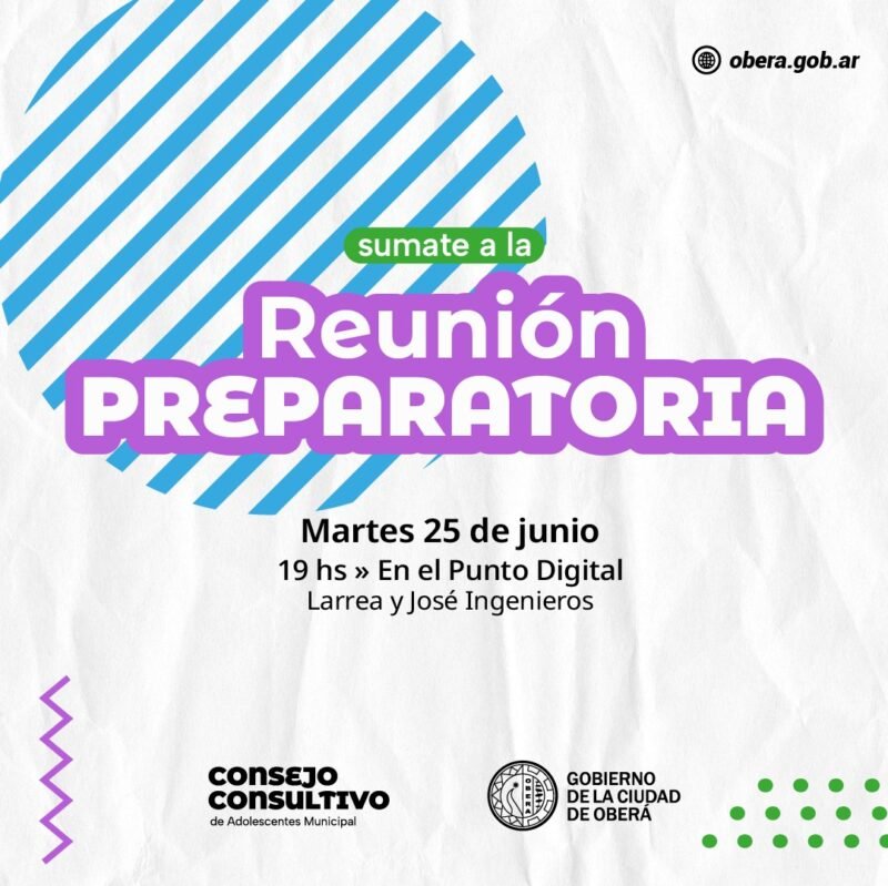 Se Realizará Una Reunión Preparatoria Del Consejo Consultivo De Las Y Los Adolescentes De Oberá