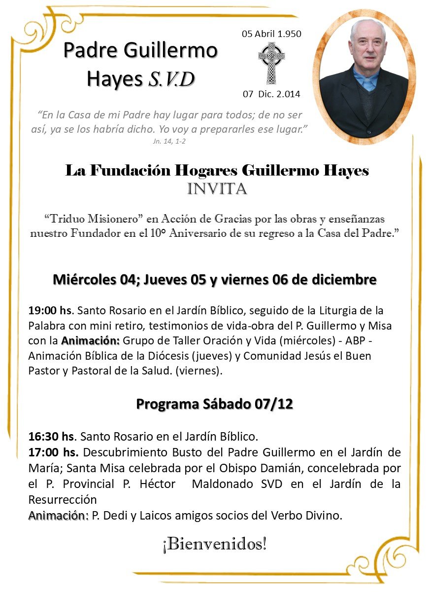 Invitación a conmemorar el 10° aniversario del Padre Guillermo Hayes imagen-6