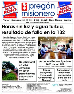 Tapa semanario Pregón Misionero 14/3/2025