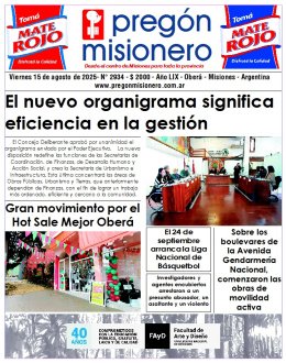 Tapa semanario Pregón Misionero 15/8/2025