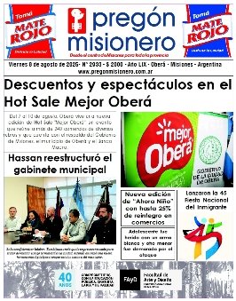 Tapa semanario Pregón Misionero 8/8/2025