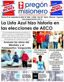Tapa semanario Pregón Misionero 26/9/2025