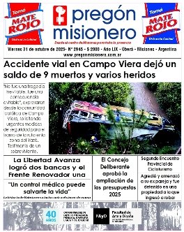 Tapa semanario Pregón Misionero 31/10/2025