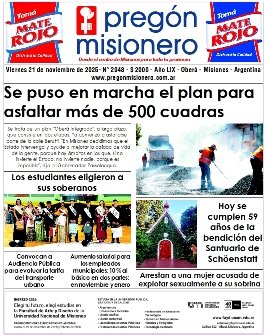 Tapa semanario Pregón Misionero 21/11/2025