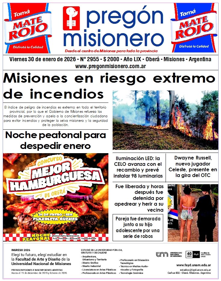Tapa semanario Pregón Misionero 30/1/2026
