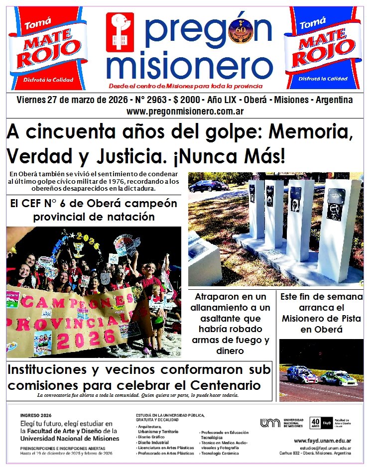 Tapa semanario Pregón Misionero 27/3/2026