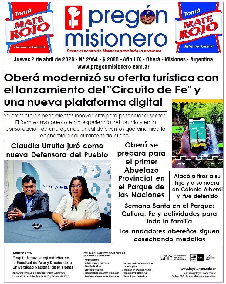 Tapa semanario Pregón Misionero 2/4/2026