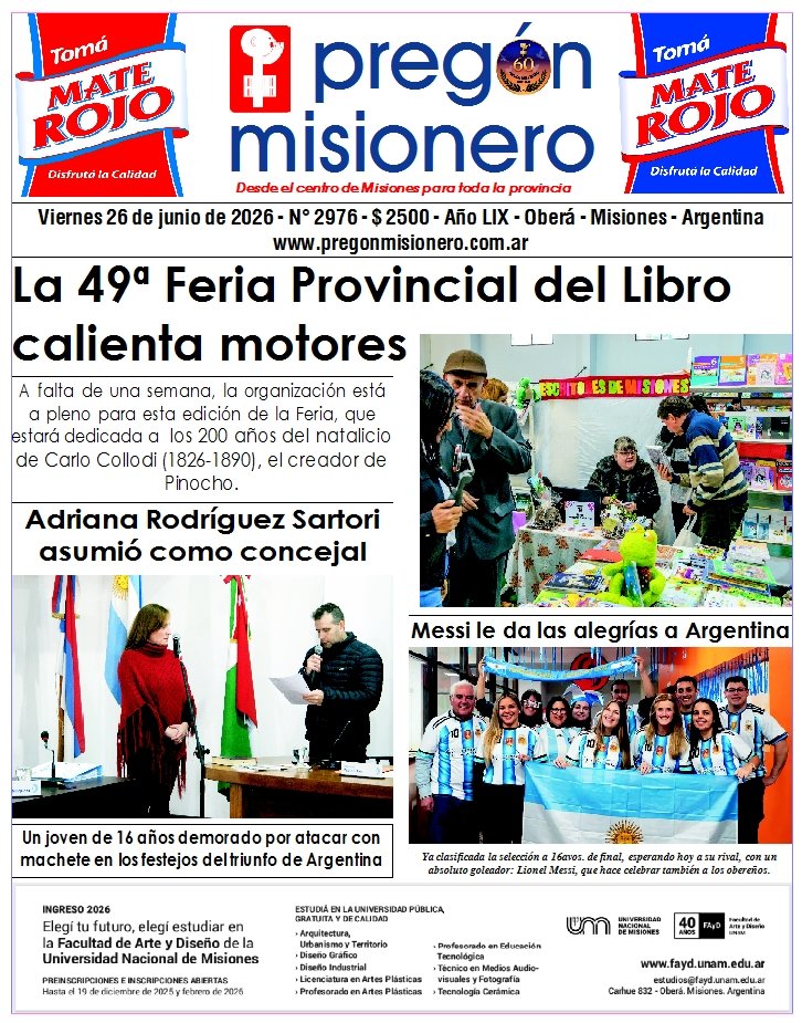 Tapa semanario Pregón Misionero 26/6/2026