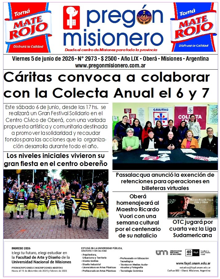 Tapa semanario Pregón Misionero 5/6/2026