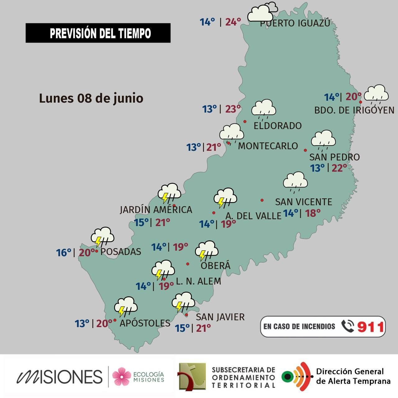 Misiones inicia la semana con lluvias dispersas y descenso de temperaturas imagen-5