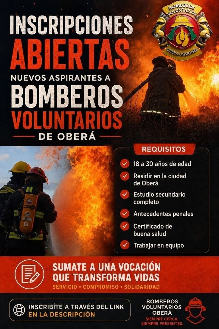 Bomberos Voluntarios de Oberá abren la convocatoria para nuevos aspirantes imagen-6
