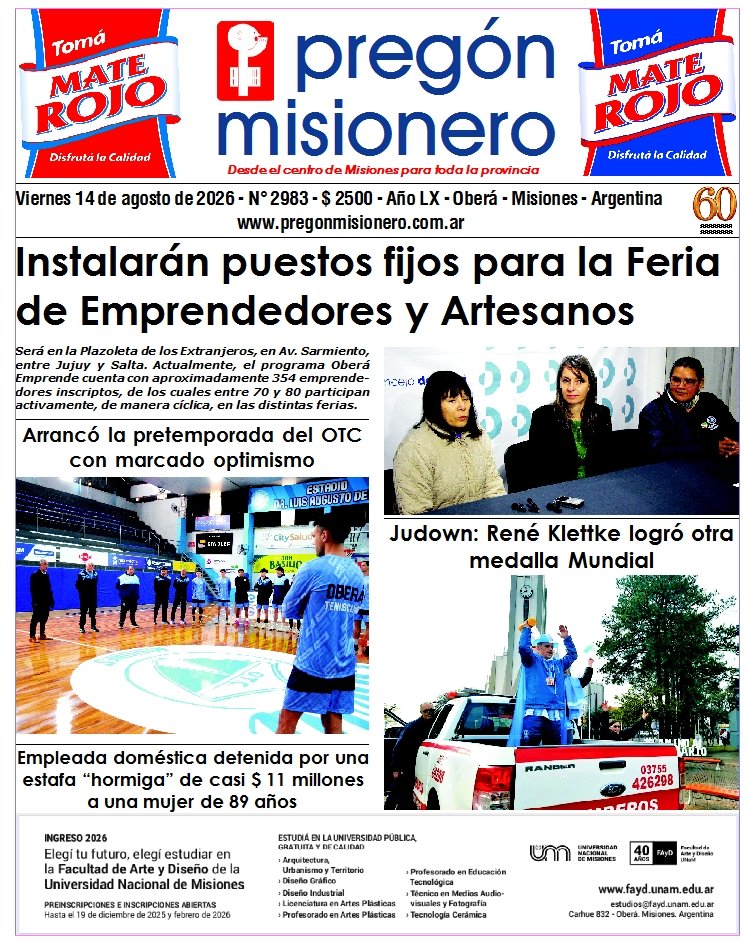 Tapa semanario Pregón Misionero 14/8/2026