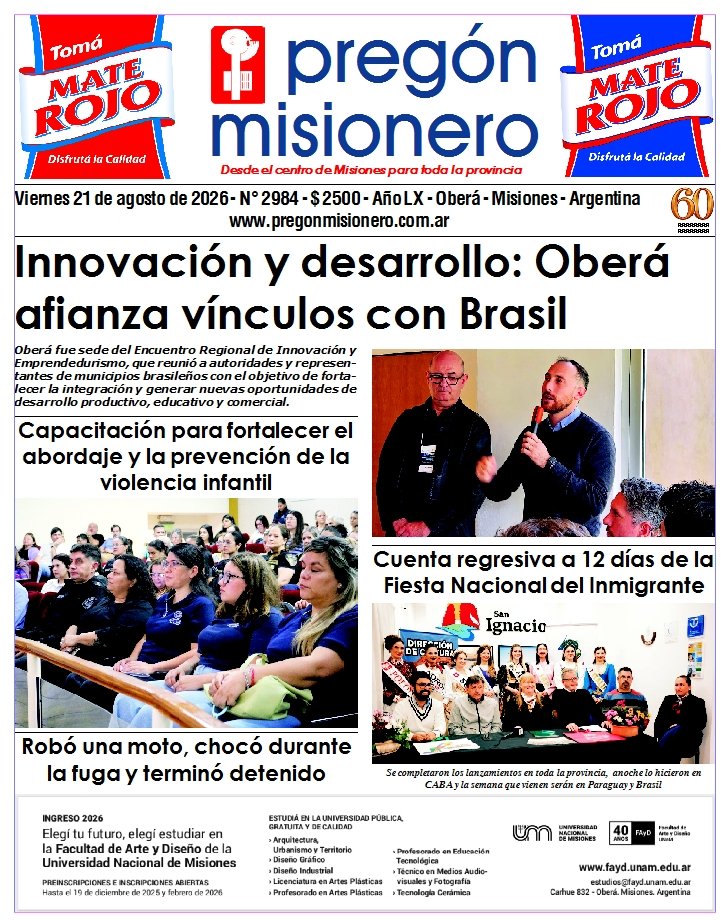 Tapa semanario Pregón Misionero 21/8/2026