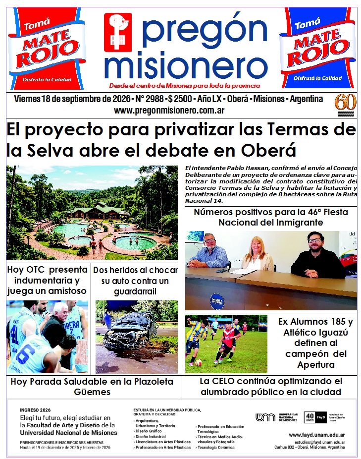 Tapa semanario Pregón Misionero 18/9/2026
