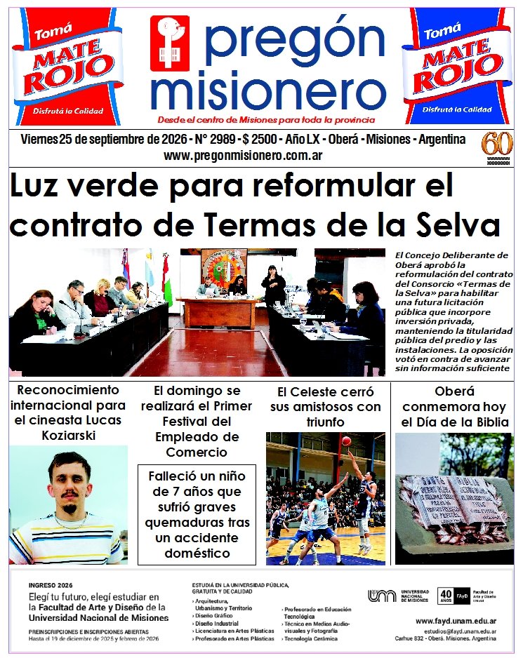 Tapa semanario Pregón Misionero 25/9/2026