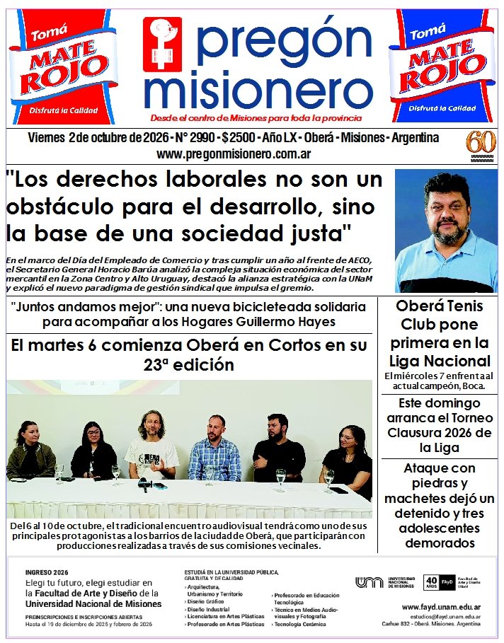 Tapa semanario Pregón Misionero 2/10/2026