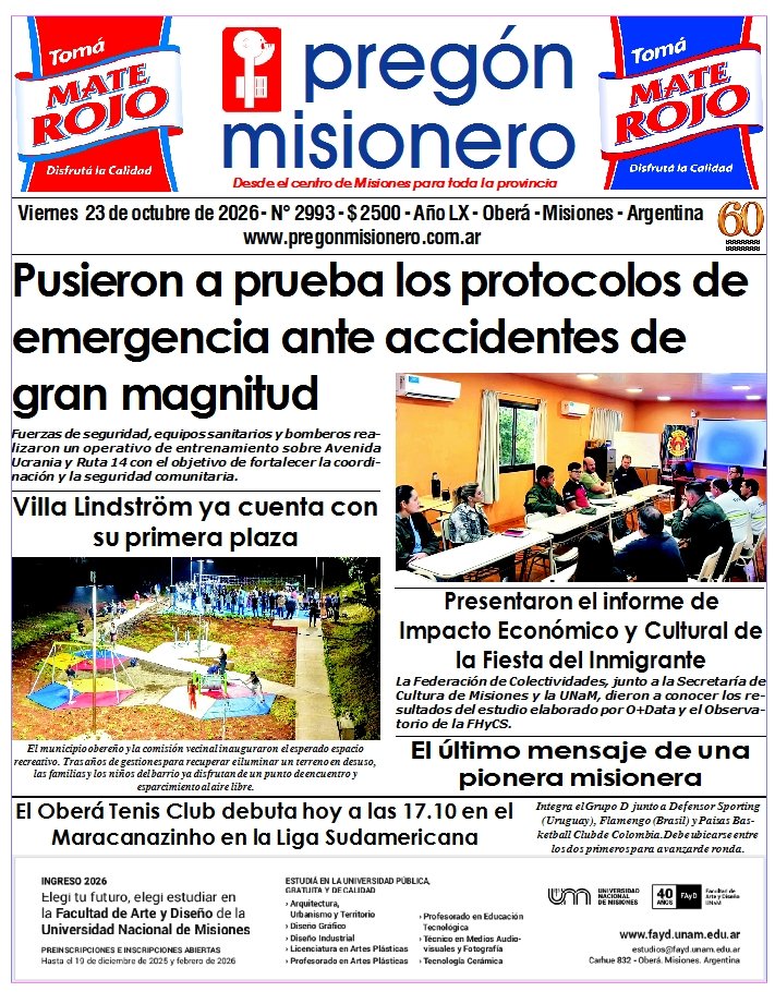 Tapa semanario Pregón Misionero 23/10/2026