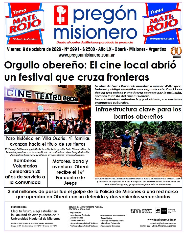 Tapa semanario Pregón Misionero 9/10/2026